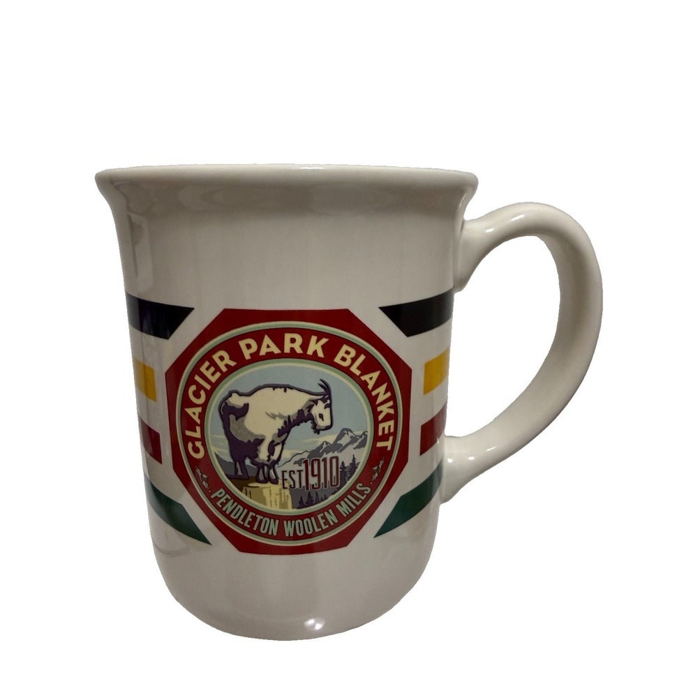 Pendleton Woolen Mills Glacier Park Blanket 18 Ounce Mug Yellow Red Blue